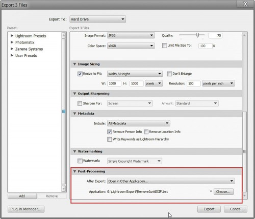 Run Batch File After Export