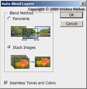 Click to enlarge Auto-Blend Layers Dialog Box